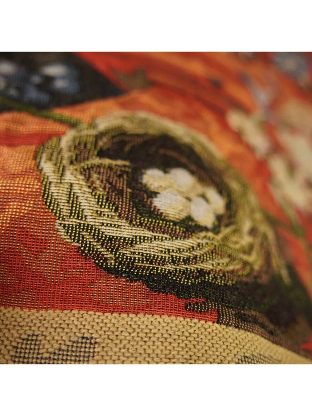 Vtg French Heavyweight Floral Home Décor Woven Tapestry Urn with Flowers 38x25.5